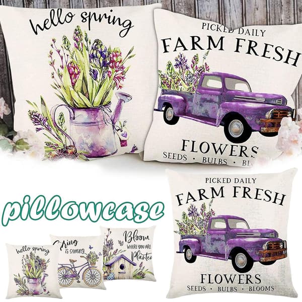 Vårfloral Kuddfodral med Glitter för Soffa, Kuddfodral för Heminredning