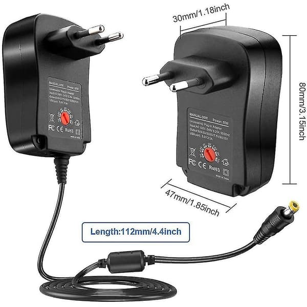 30w AC/DC-adapter, omkopplingsströmförsörjning med adapterspetsar, EU-kontakt