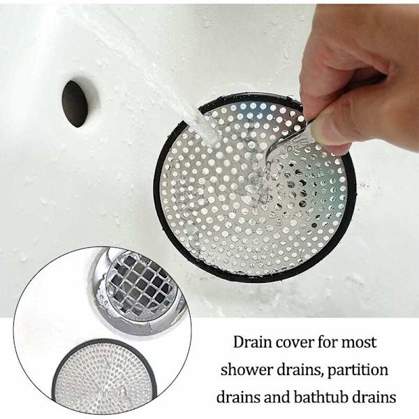 Rostfritt Stål Diskho Sil, 11 cm, Förhindrar Igensättning från Smuts för Kök, Badkar, Handfat, Silver Rostfritt Stål och Silikon