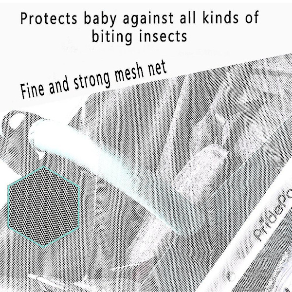 Barnvagnsnät, Universal Myggfluga Bug Insektsnät Cover för Sittvagn Buggy Bärsäng Säng Barnvagn Bassinet Basket-4