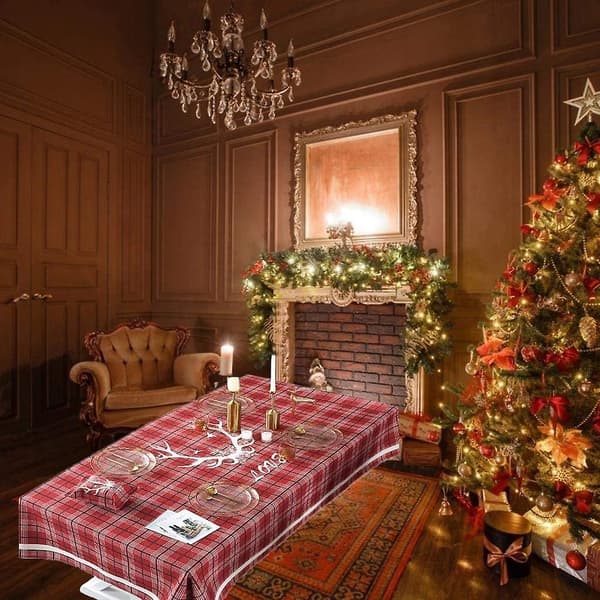 100 x 147 cm rektangulär julduk med tryckt rådjurshuvud