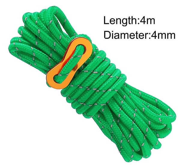 6-pack 4 mm tältlinor 13 fot reflekterande rep tält guide repgrönt