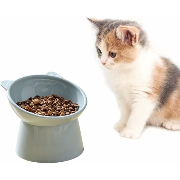 Kattskål Hundskål Upphöjd kattskål Anti-kräkningar Kattskål Halkfri mat- och vattenskål för små platta hundar (blå)