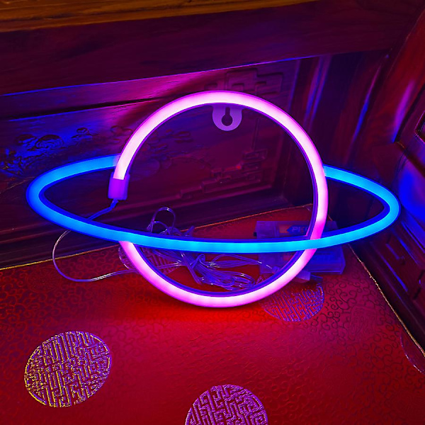 Planet Neon Skylt, Usb-driven Planetljus Med På/Av-knapp, Led Planet Skylt För Väggdekor