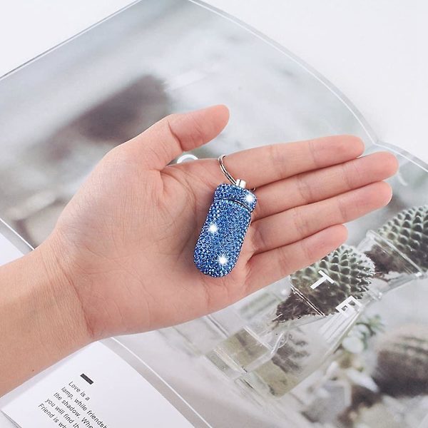 Glitter Mini Pillerburk Bärbar Aluminium Vattentät Kapsel Förvaringslåda Nyckelring Färgglad
