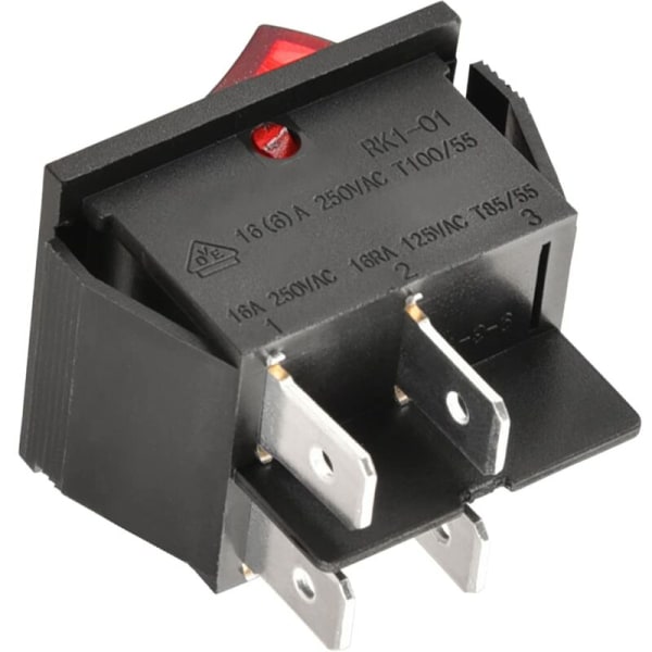 4-polig ON/OFF vippbrytare, rött ljus (2-pack)
