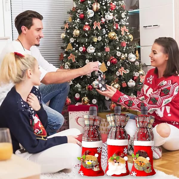 3-pack julvinflaskpresentpåsar, julbordsdekoration