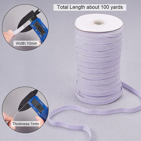 100 meter platt spandextråd, 0,39\" sytråd DIY stretchband spole vit