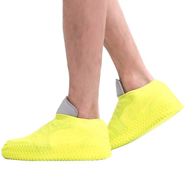 Vattentät silikon regnskoskydd Gummi skoöverdrag för män, kvinnor och barn Gul S