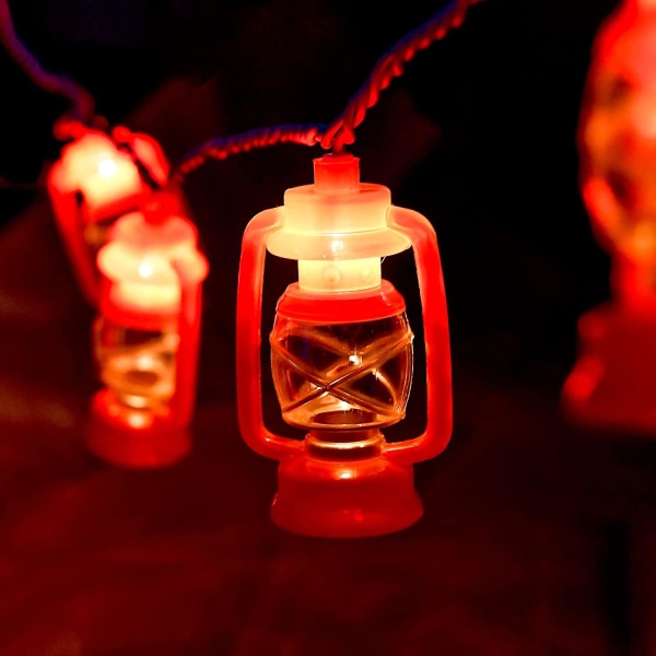 Julerøde petroleumslys, 19,6 ft julepynt lyskæde med 40 minirøde petroleumslys, vintage røde lanterne julelys til
