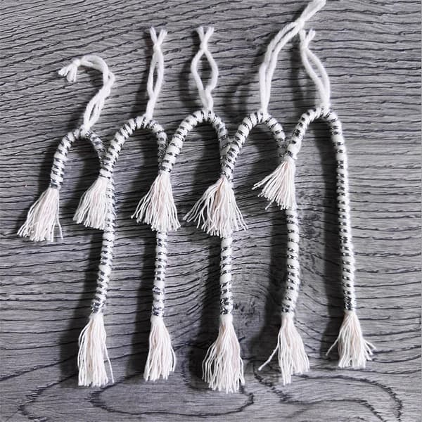(1 påse med 5) Christmas Candy Cane Pendant Silver