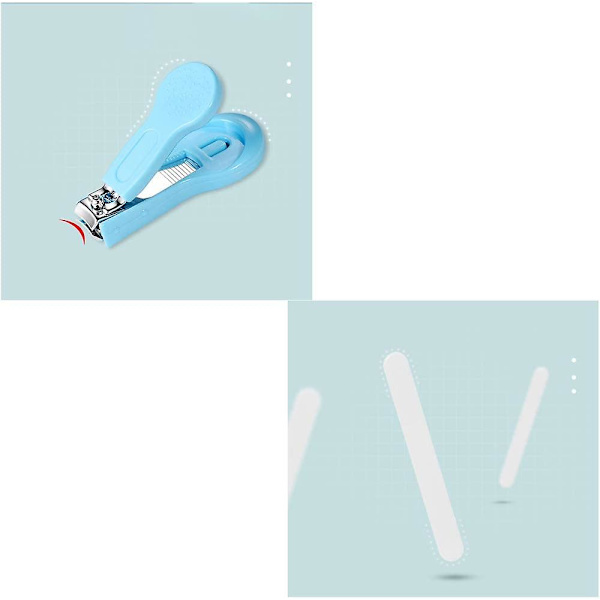 Baby nagelset 4 i 1 baby nagelklippare set lämplig för 1-2 år gamla baby nagelvård (blå)