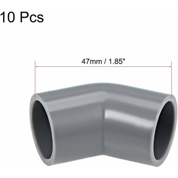10 kpl 20 mm harmaa 45 asteen kyynärpää PVC-putkiliittimiä