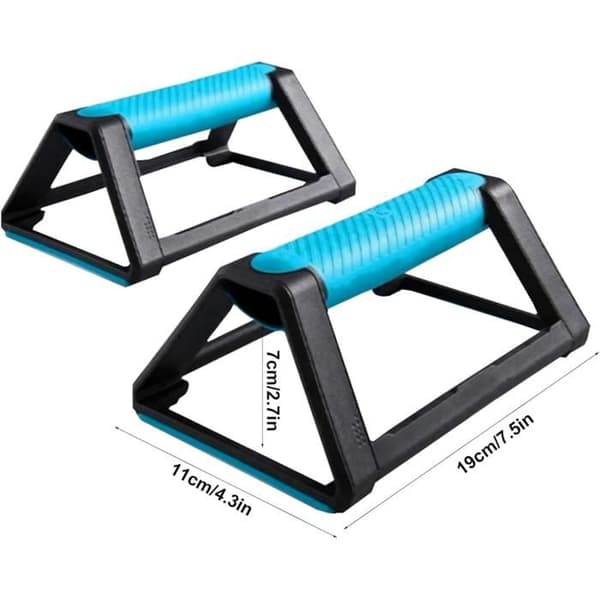 Ergonomiske skridsikre armbøjningsstativer 19×11×7 cm, blå.