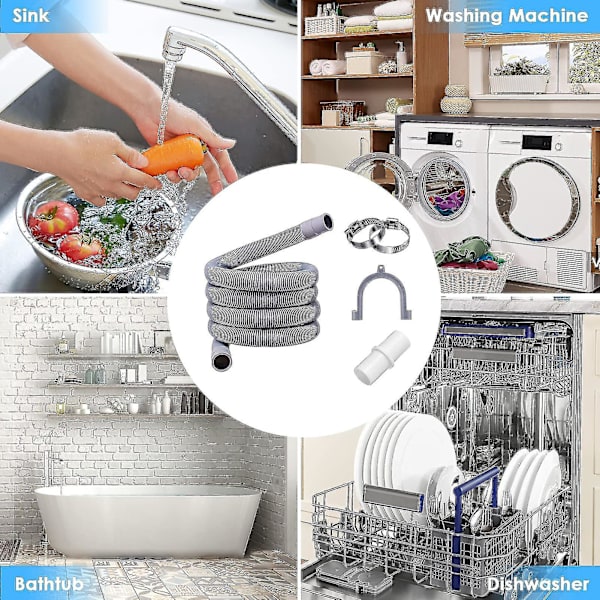 Förlängningsslang för avloppsslang 19mm-28mm Manschett för Siemens Electrolux Tvättmaskiner Diskmaskiner 1,5m-4
