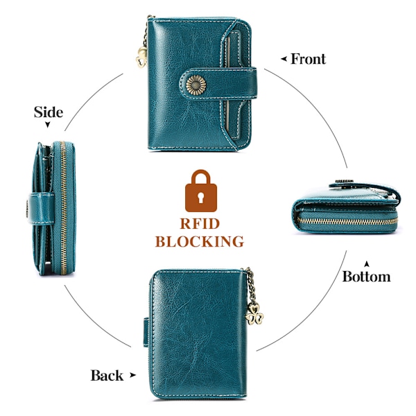 Damplånbok Läder Liten Bifold Liten Damplånbok (Blå)