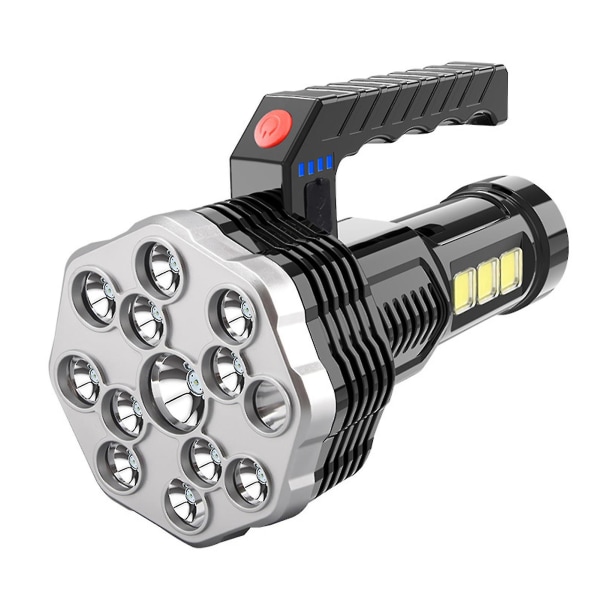 Vandring Med Handtag Led Ficklampa Bärbar Ficklampa Super Ljus USB Uppladdningsbar