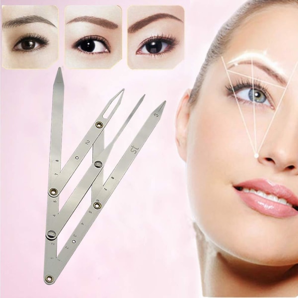Ögonbrynslinjal Trepunktspositionering Permanent Makeup Symmetriskt verktyg Grooming Stencil Shaper BalanslinjalSilver