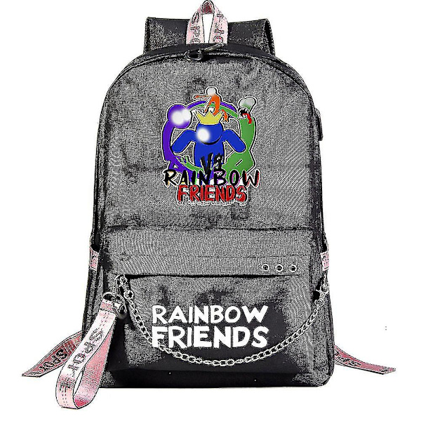 Rainbow Friend trendig skolväska i Oxford-tyg med järnkedja, vattentät, stötsäker