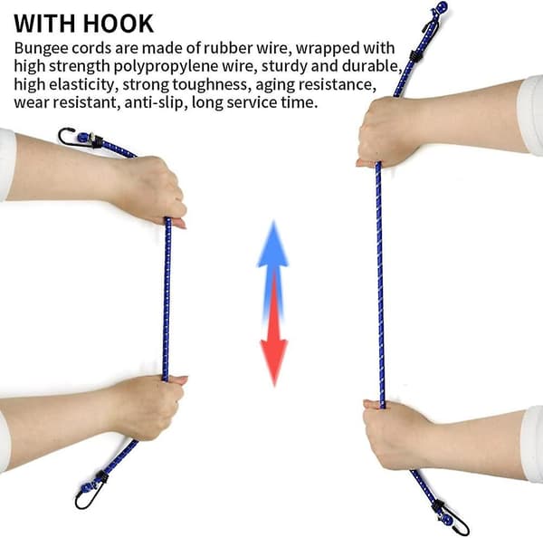 12-pack multifunktionella bungee-snören med krokar, olika längder, skyddande snören