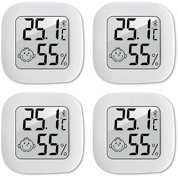 4-pack termometer hygrometer inomhus, högprecisions luftfuktighetsmätare termometer inomhus, -10℃70℃ för barnrum vardagsrum kontor växthus