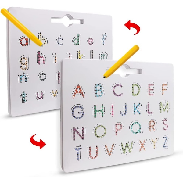 Dubbelsidig magnetisk bokstavsspårningstavla Alfabetmagnet ritbräda Abc alfabetutbildning