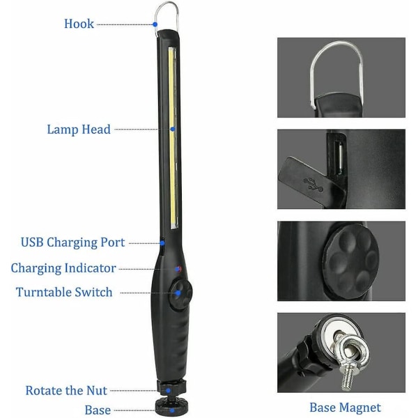 LED-inspektionslampa ficklampa uppladdningsbar arbetslampa reparation (1 st)