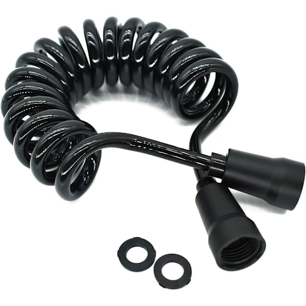 TRIO spiral vattenledning - 1,5 m - För badrum, badkar, toaletter - Längd: 32 cm - Förlängning: 150 cm - Svart