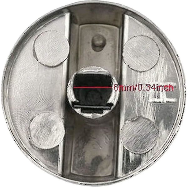 Gasspisknoppar, 4 st, Metall, 6 mm, Silverfärgade, Justeringsknoppar för gasspis