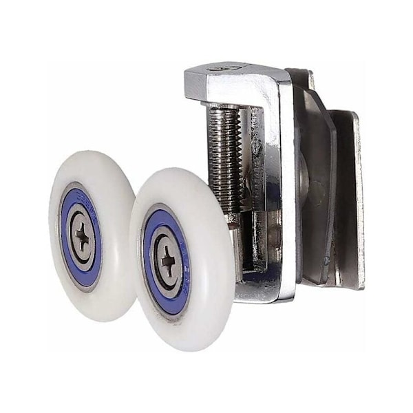 Sats med 4 duschdörrrullar - 2 övre och nedre rullar - 26 mm - Zinklegering - Duschdörrersättningskit (2 höga + 2 knoppar)