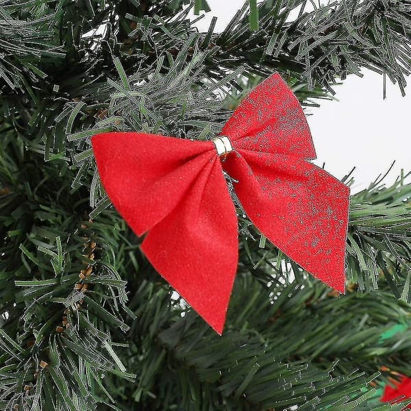 120 st mini röda bandrosetter för julgran, julkransar, presentdekoration, 5,5 cm