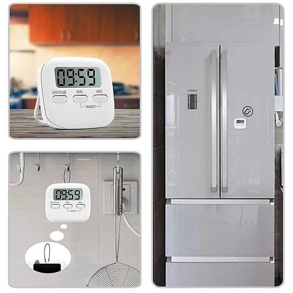 Digital Kök Timer, Stor Siffer Nedräkning, Kök Klocka/Kök Alarm Med Baksida, Magnetisk Bas, Lcd-Display, 1pack(vit)