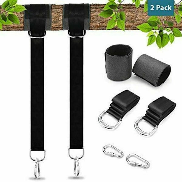 Spännband för utomhus hängmattor, längd 150 cm, med hängande band för gungor/trädskydd, stängningskapacitet upp till 550 kg,