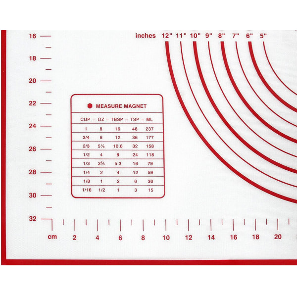 Silikonbakningsmatta för att kavla deg, med mått, BPA-fri, non-stick och halkfri