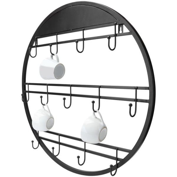 Väggmonterad kaffekoppshållare Hängare Förvaringsställ Krok Organizer Kökstillbehör Rund