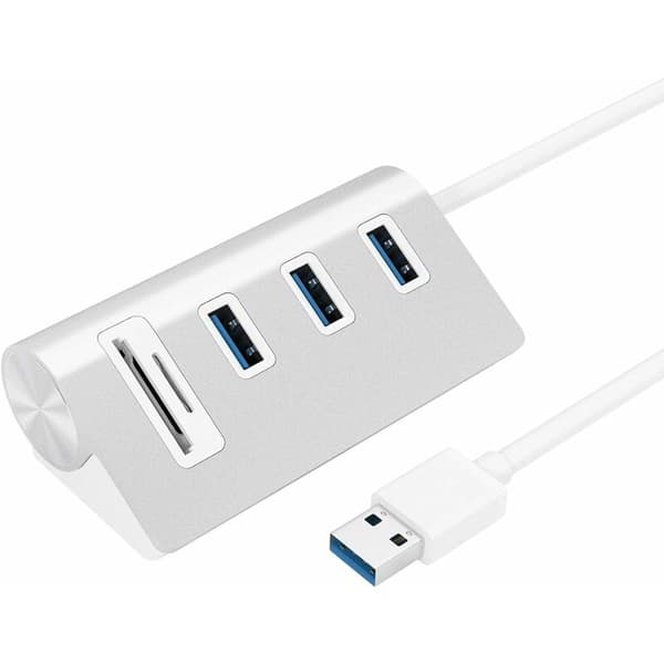 3-ports USB 3.0 USB-driven med SD/Micro SD-kortläsare Combo för iMac, MacBook, MacBook Air, MacBook Pro, Mac Mini, PC och bärbara datorer