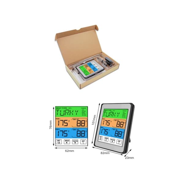 Dubbel sond Smart Alarm Ugn Grill Kötttermometer CH-212 Elektronisk Köks Sockertemometer