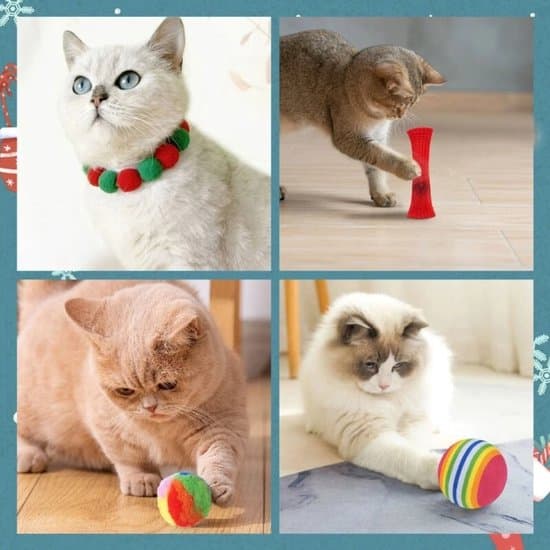 Julekalender for katter - 24-dagers julekalender - Inkluderer diverse katteleker - Interaktiv julekalender for katter hvit XXS