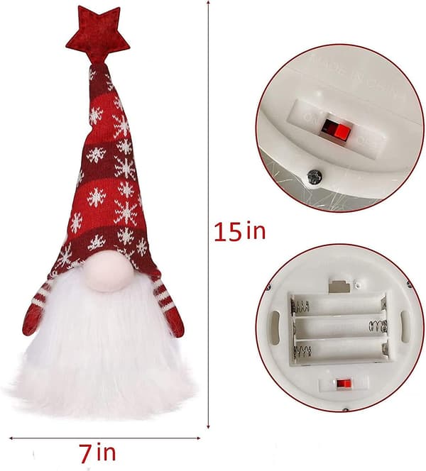 2-pack 11\" lysande jultomtar, batteridrivna lysande tomteleksak, vinterbordsdekoration, 15\"