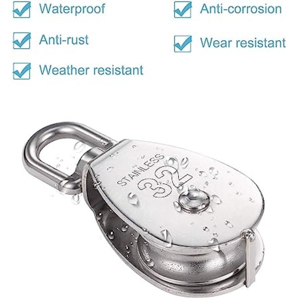 Set med 2 st 304 rostfria reprullar för rep - silver