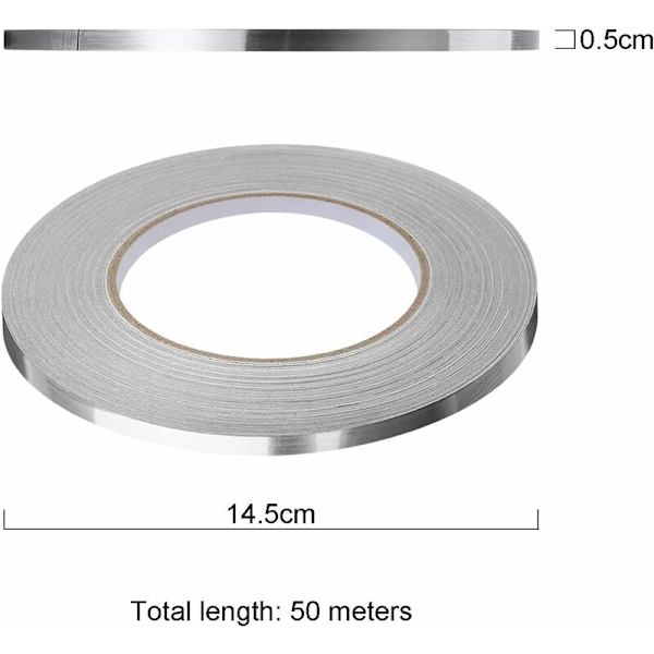 Självhäftande dekorativ kakeltejp Vattentät fogtejp för golv väggar tak dörrar fönster heminredning (2x(0,5cmx50m), silver)