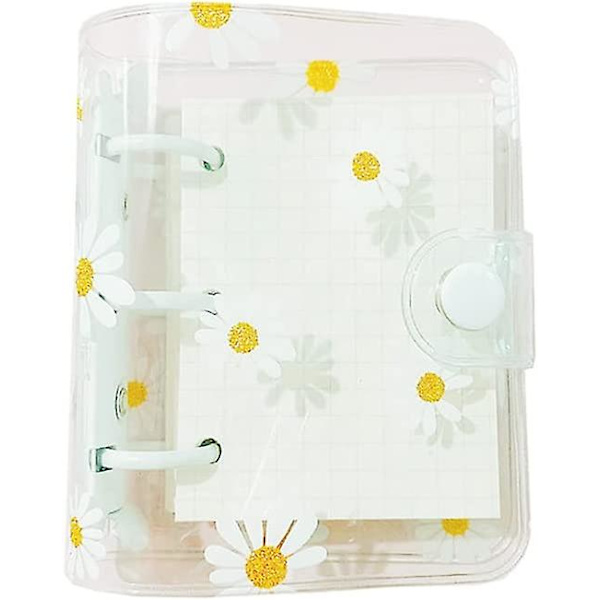 Mini Daisy 3-ring pärm skyddande omslag transparent PVC bärbar dator skyddande omslag lösblad (blå)
