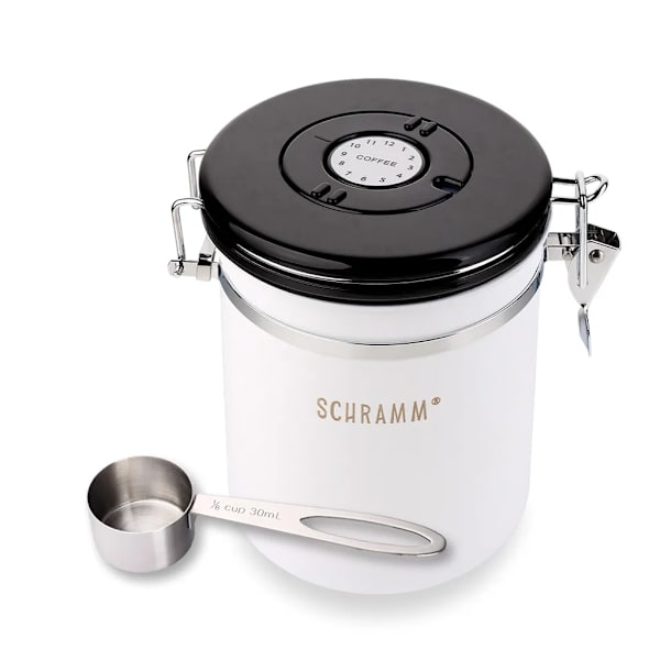 Schramm® kaffeburk 1500 ml i 10 färger med doseringssked Höjd: 15cm Kaffeburkar Kaffeburk i rostfritt stål, färg: matt vit