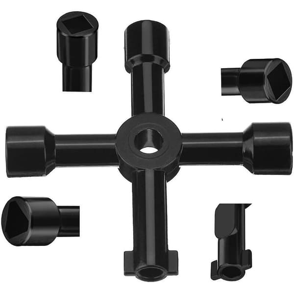 3 elektriske boksnøgler, radiatorventilnøgle, gasmålernøgle