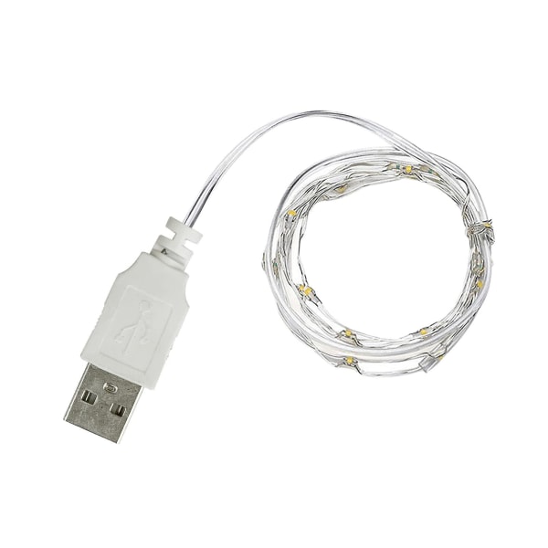 2m 20 Ljus Juldekoration USB Koppartråd Ljus Mini Blomster String Lights Vita