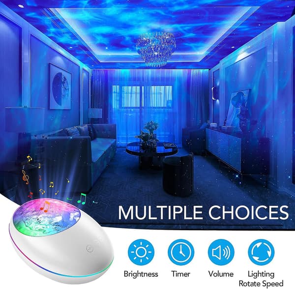 Projektorstjärnprojektor Galaxy Light, 16 färgskiftande + vitt brus Sky Light Projector för sovrum, Bluetooth-högtalare Star Night Light Projector, Ga