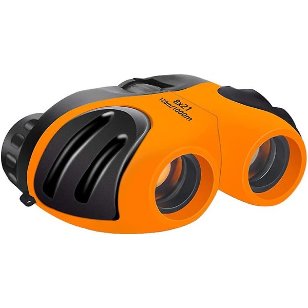 Barnkikare, 8x21, Gummi - Mini Kompakt Zoom Leksak Present Orange för Pojkar Flickor