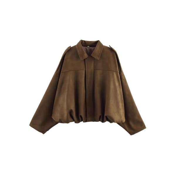 Bomberjacka i mockaimitation för dam med slagkrage, dragkedja och knappar, vardaglig höstjacka black S