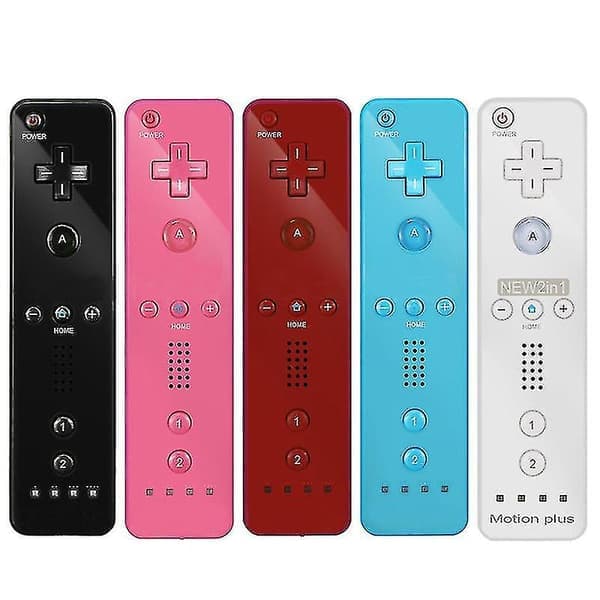 Wii-spelkontroll med inbyggd Motion Plus-joystick för Nintendo, röd Red