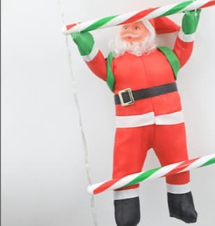 Klättrande jultomte på stege med lampor 150 cm LED USB Fjärrkontroll Tomte